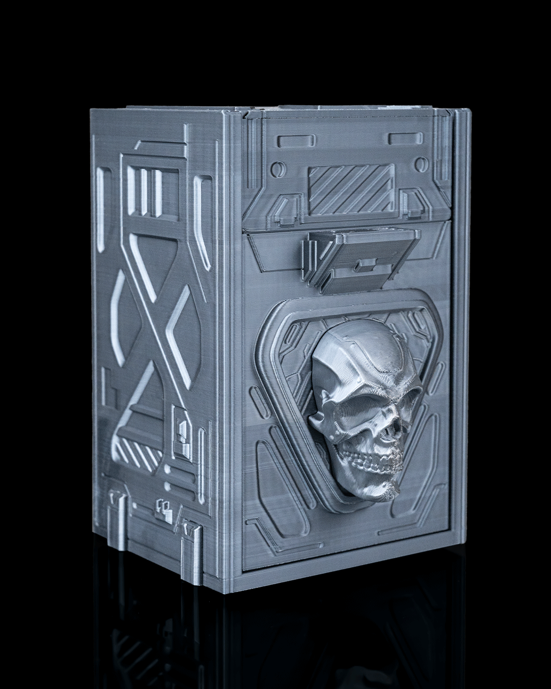 Sci-FI TCG Deck Box – 100+ Double Sleeved Card Storage with Dice Tray